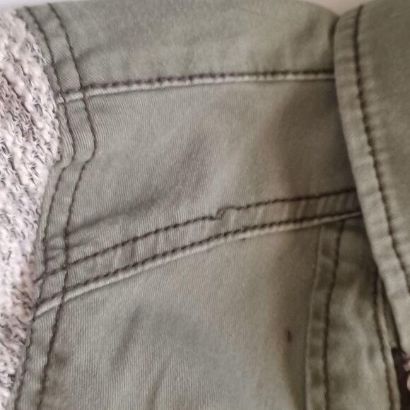 Mossimo Supply Co Large Women Green Utility Military Jacket Hoodie‎ Knit Sleeves - Picture 7 of 12